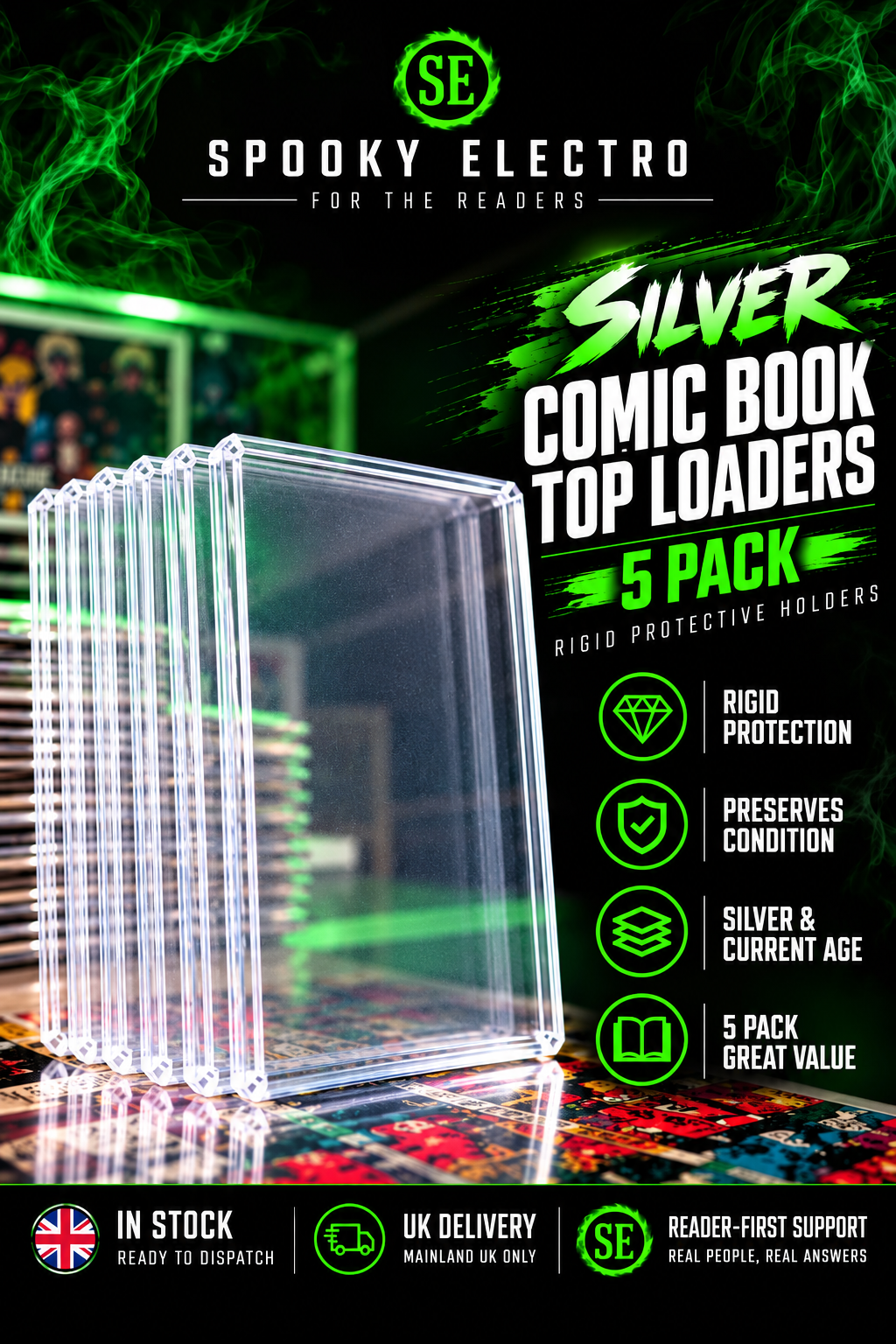 Silver Comic Book Top Loaders (5 Pack) | Rigid Protective Holder (Released)