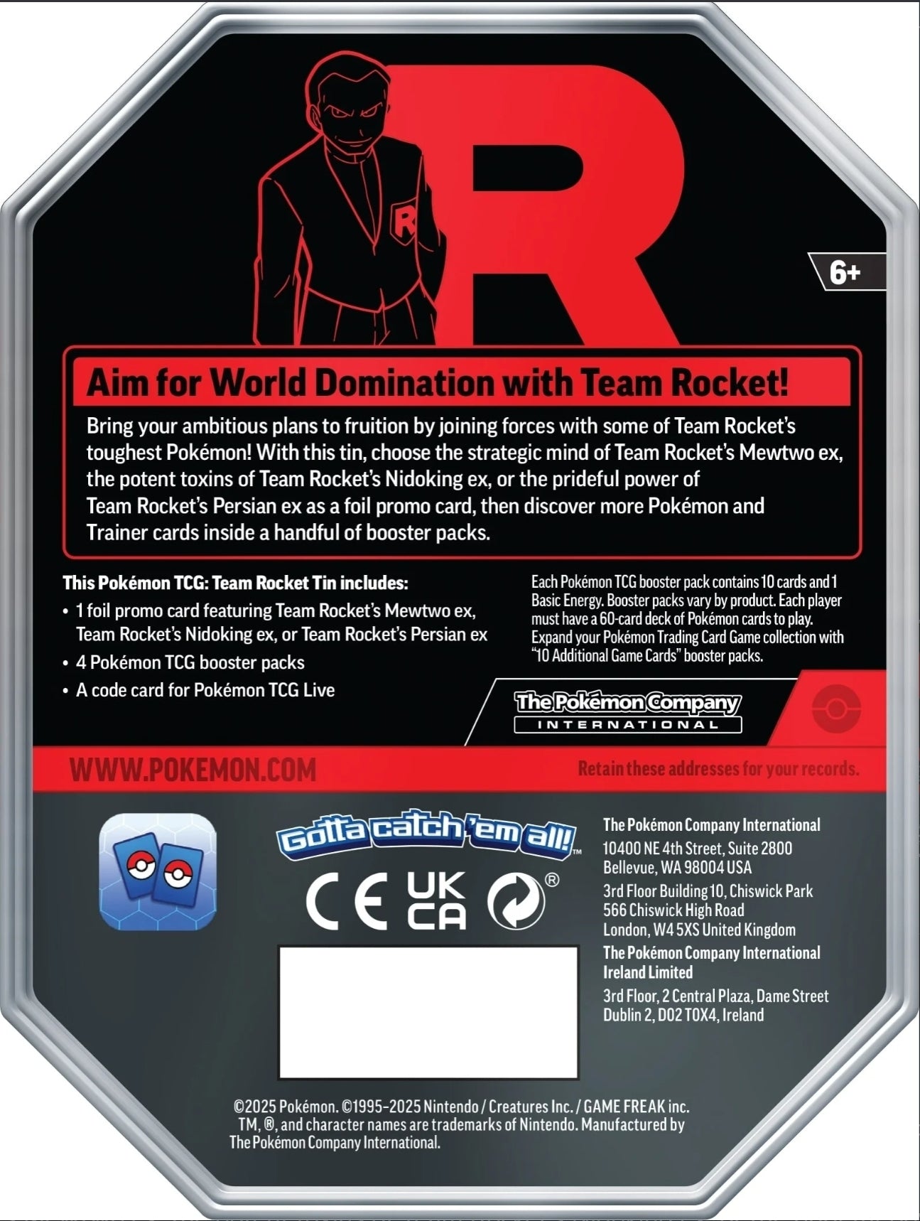 Pokémon: Pokemon TCG: 'Team Rocket' Tin includes 4x Boosters |(Incoming)