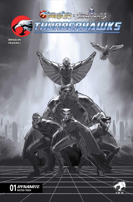 Thundercats / Silverhawks: Thunderhawks #1 - Marco Failla 1:15 B+W Variant (Pre-Sale) C12-P16