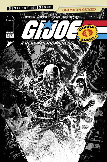 GI Joe: A Real American Hero - Sssilent Missions - Crimson Guard #1 - Gabriel Hardman 1:10 B+W Variant (Pre-Sale) C11-P14