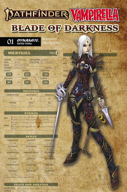 Pathfinder / Vampirella: Blade of Darkness #1 - Wayne Reynolds Character Sheet Var (Pre-Order) C40-P43