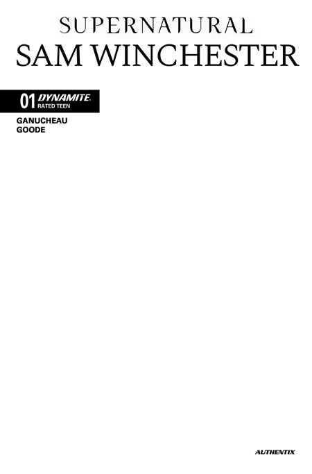 Supernatural: Sam Winchester #1 - Dynamite - Blank Sketch Authentix Var (Pre-Order) C39-P42