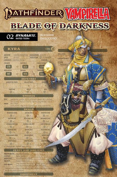 Pathfinder x Vampirella: Blade of Darkness #2 | Wayne Reynolds Character Sheet Var (Pre-Order) C44-P47