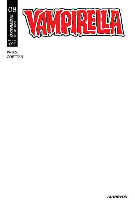 Vampirella #8 - Legacy #695 | Blank Sketch Authentix Var (Pre-Order) C43-P46