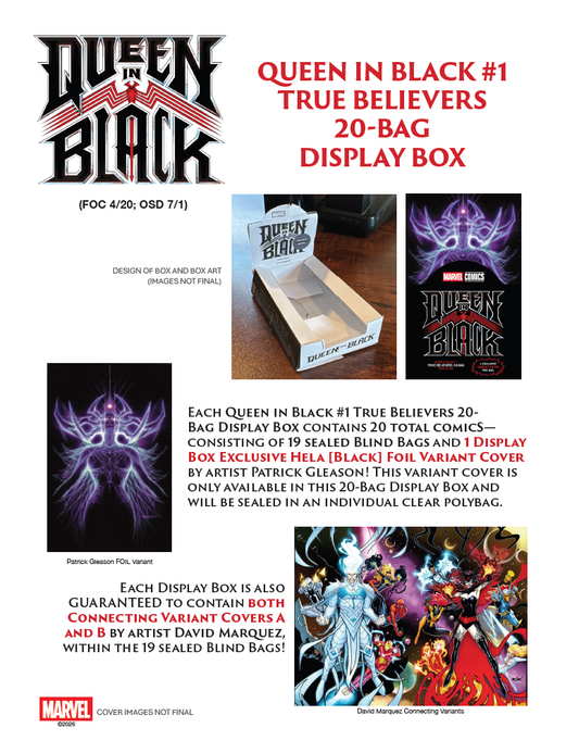 Queen in Black #1 - True Believers 20-Bag Display Box (Back-Order) R2630