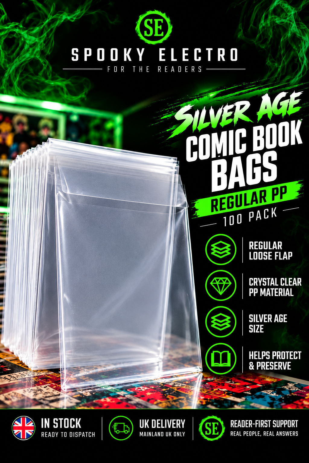 Silver Age Comic Book Bags Regular PP (100) | Protective Sleeves (Released)