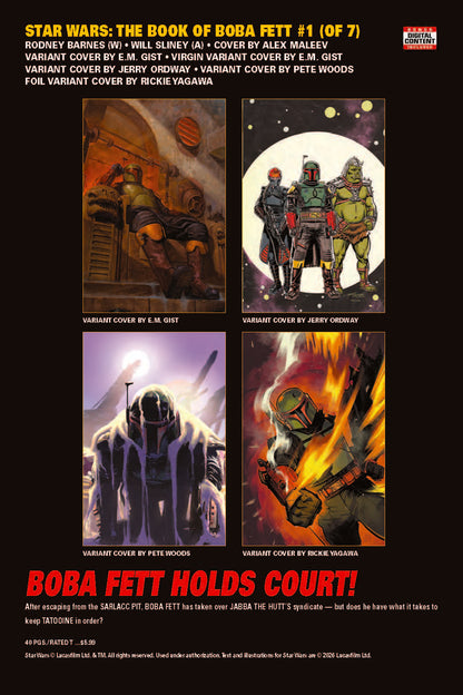 Star Wars: Book of Boba Fett #1 - E.M. Gist Variant (Closed) R2636