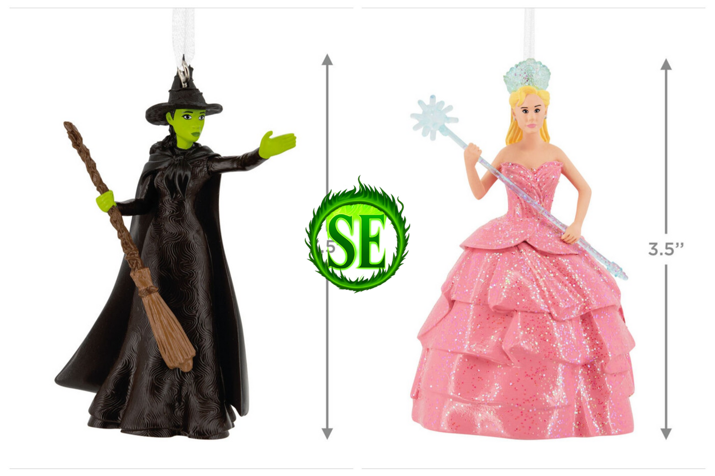 Hallmark Christmas  Decoration • Wicked • Elphaba + Glinda Pink • Ornaments • Twin Pack (Released)